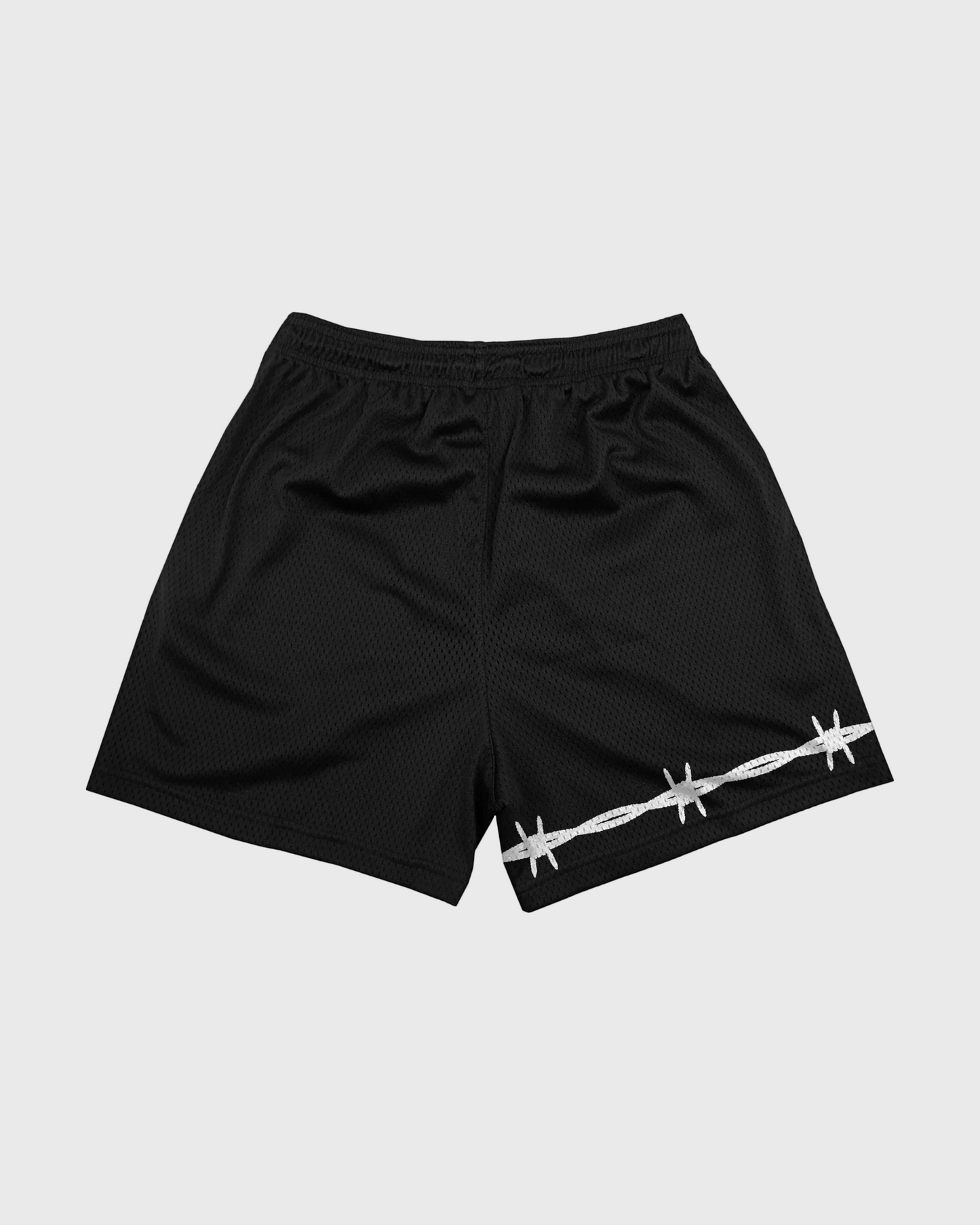 BARBED WIRE BLACK MESH SHORTS