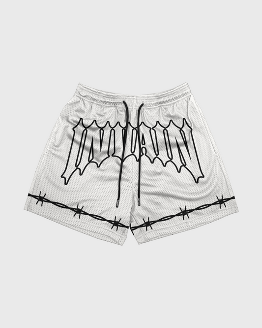 BARBED WIRE OFF WHITE MESH SHORTS