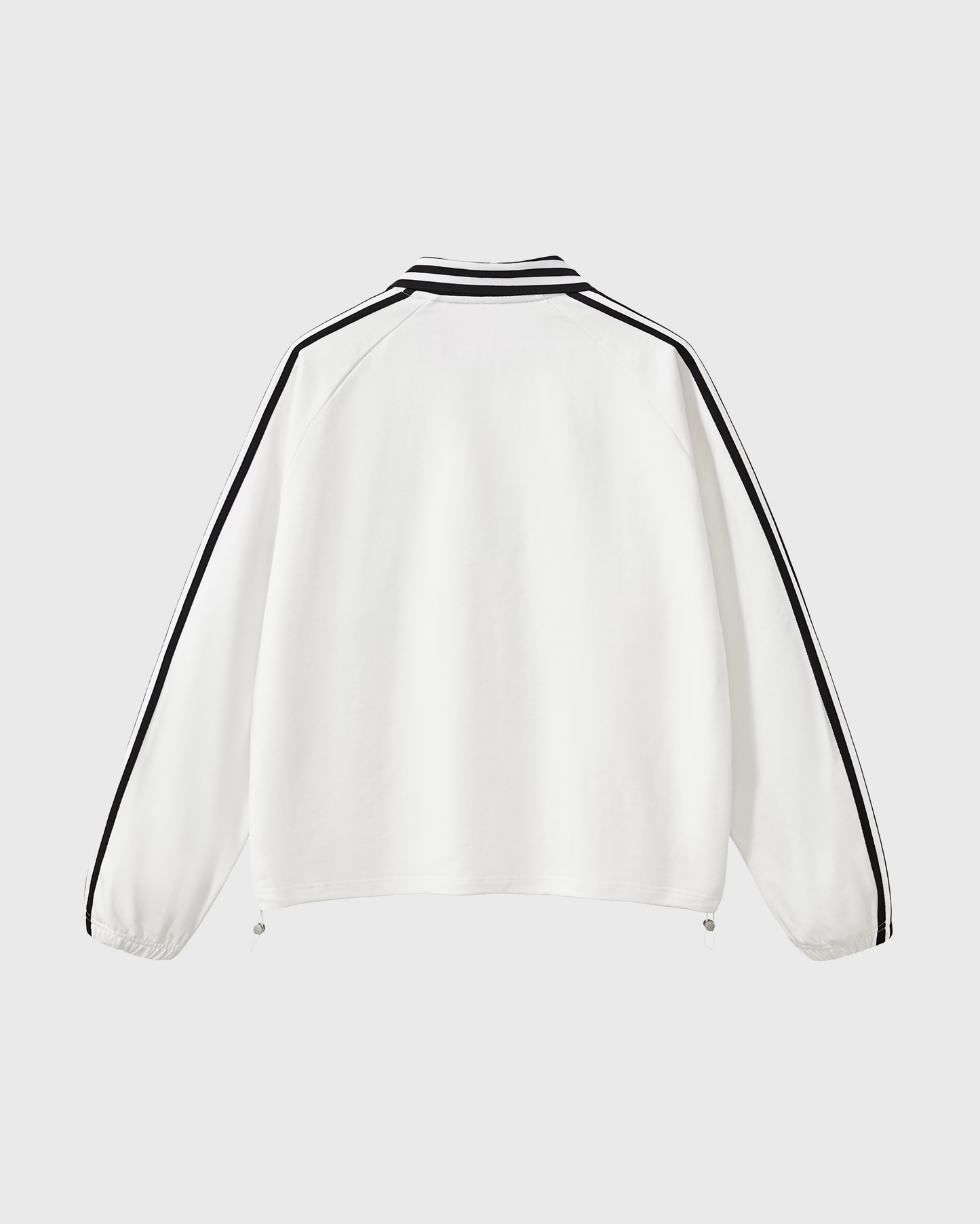 STRIPED POLO SWEATSHIRT - WHITE